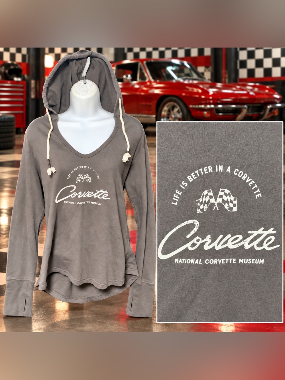 National Corvette Museum V-Neck Hoodie | Women’s Medium